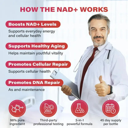 NR1000 - NAD+ Berry Flavor Drink Mix for Skin Aging Support, Energy, and Focus - 30 Pack
