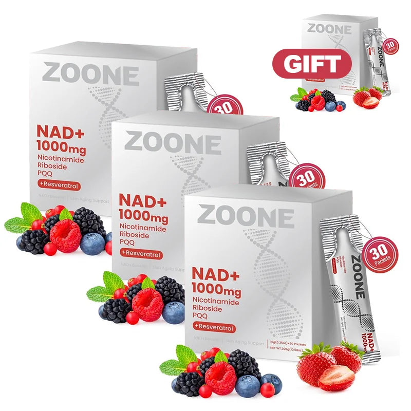 NR1000 - NAD+ Berry Flavor Drink Mix for Skin Aging Support, Energy, and Focus - 30 Pack