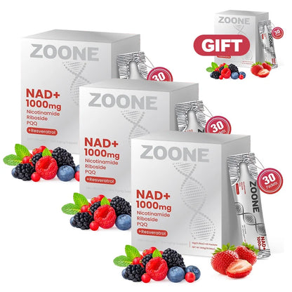 NR1000 - NAD+ Berry Flavor Drink Mix for Skin Aging Support, Energy, and Focus - 30 Pack