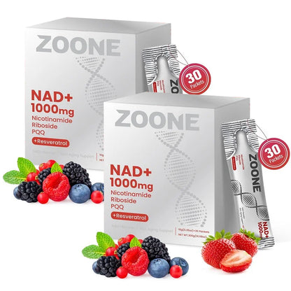 NR1000 - NAD+ Berry Flavor Drink Mix for Skin Aging Support, Energy, and Focus - 30 Pack