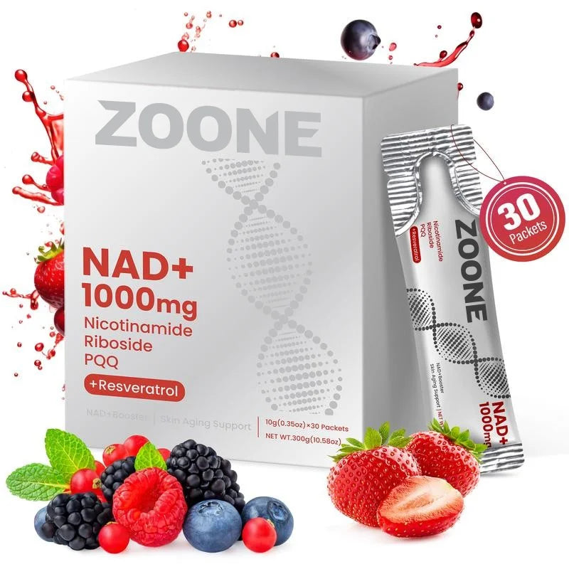 NR1000 - NAD+ Berry Flavor Drink Mix for Skin Aging Support, Energy, and Focus - 30 Pack